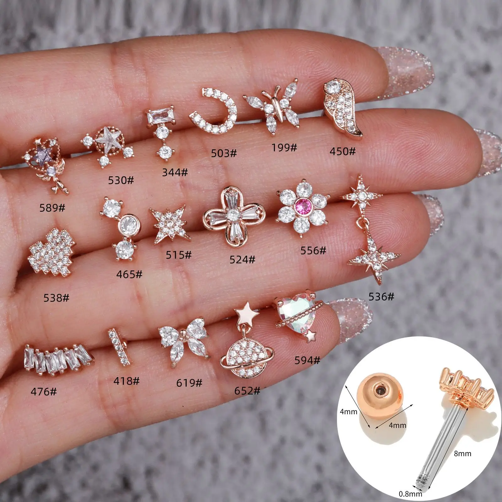 Star Shaped Gold Zircon Earrings for Women
