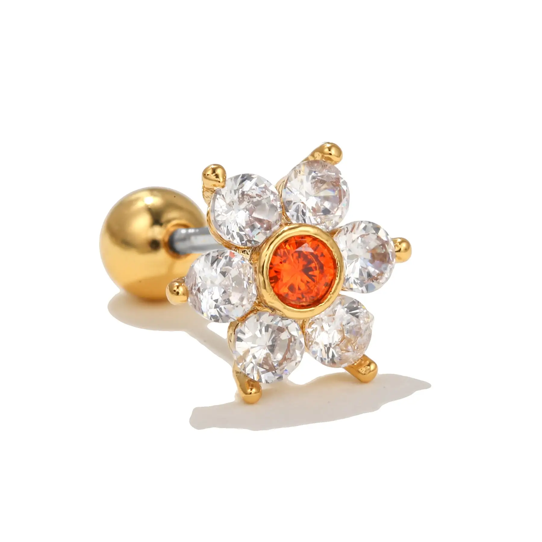 Star Shaped Gold Zircon Earrings for Women