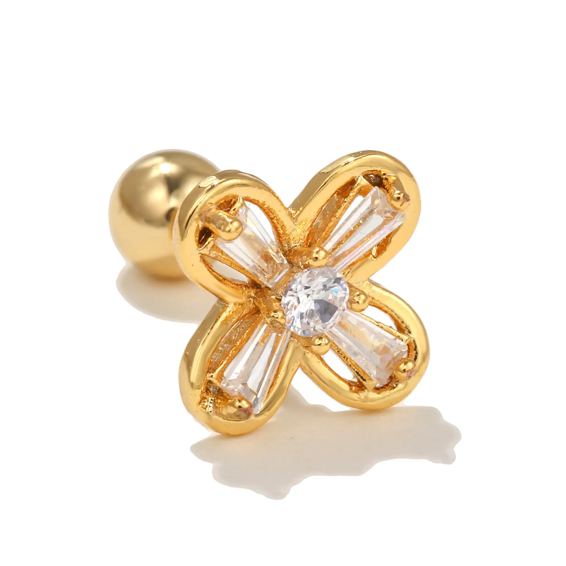 Star Shaped Gold Zircon Earrings for Women