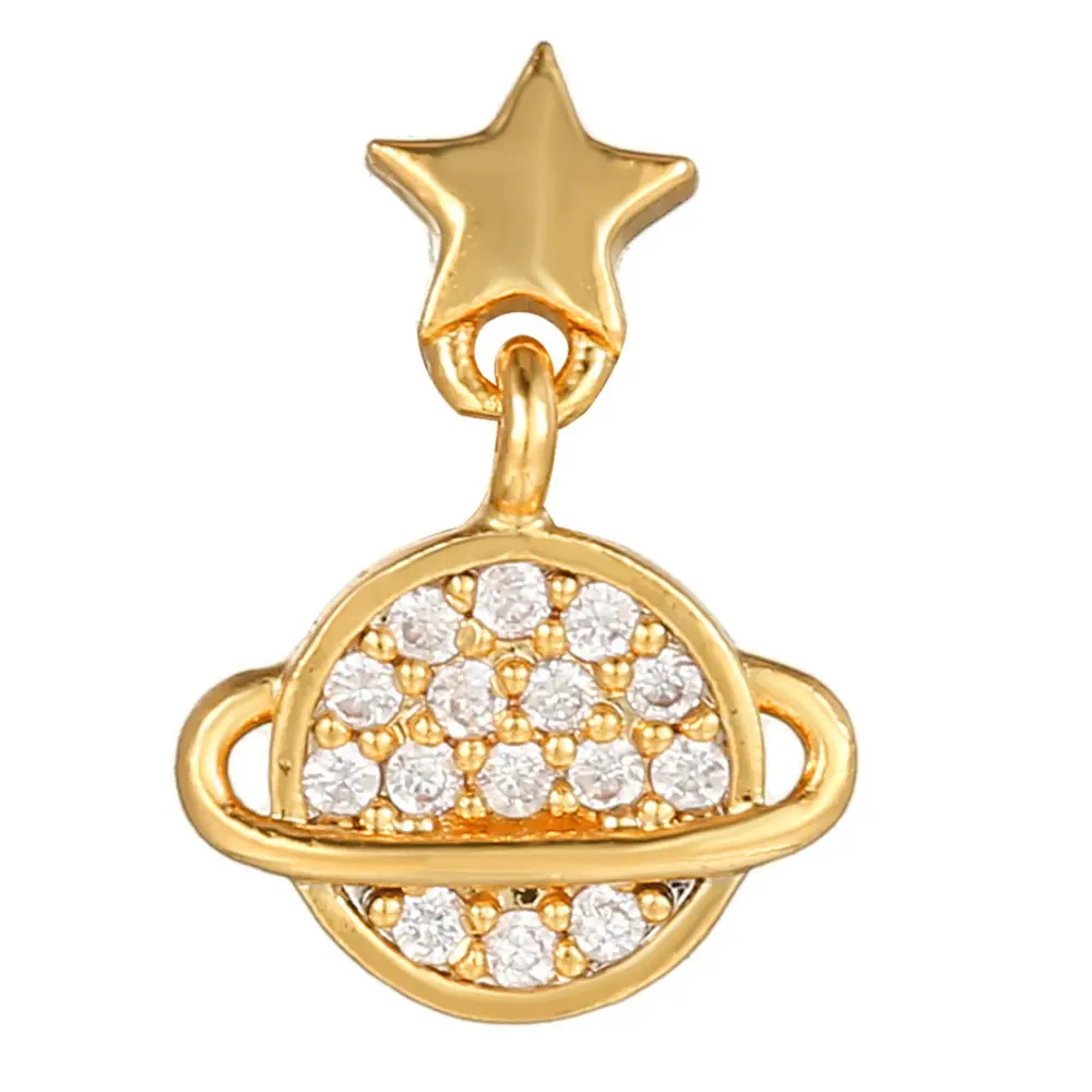 Star Shaped Gold Zircon Earrings for Women