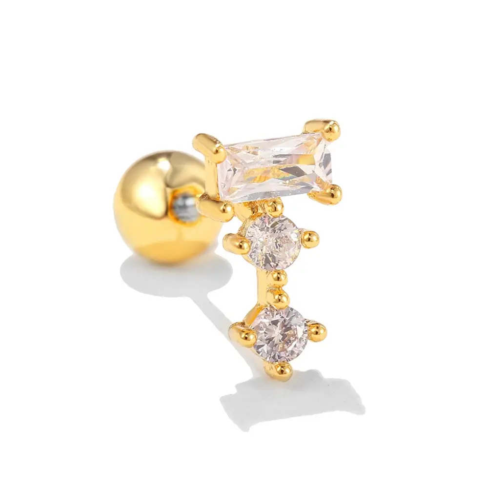 Star Shaped Gold Zircon Earrings for Women