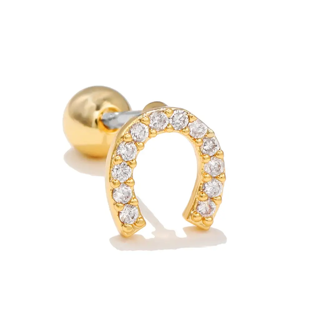 Star Shaped Gold Zircon Earrings for Women