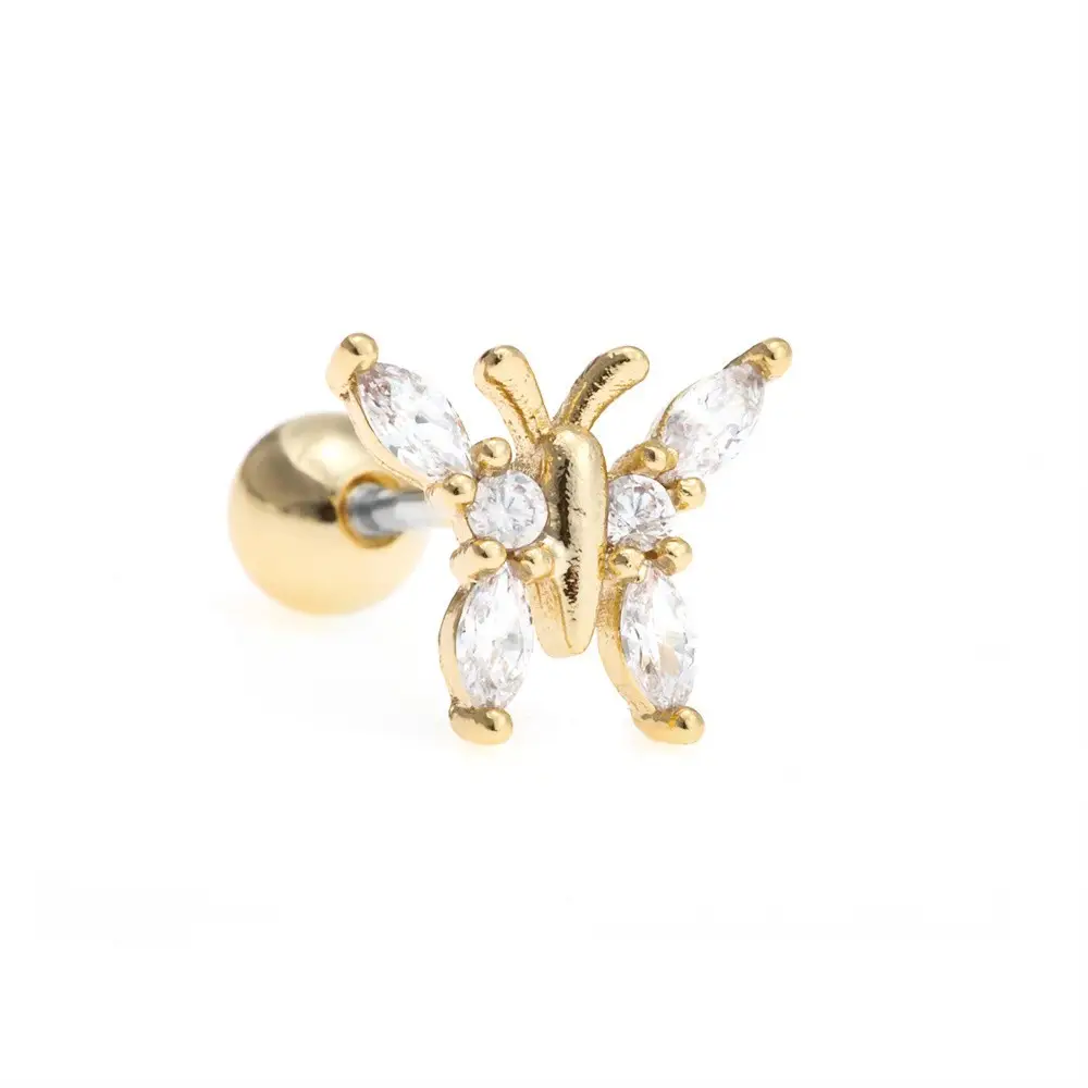 Star Shaped Gold Zircon Earrings for Women