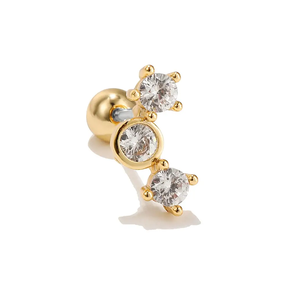 Star Shaped Gold Zircon Earrings for Women