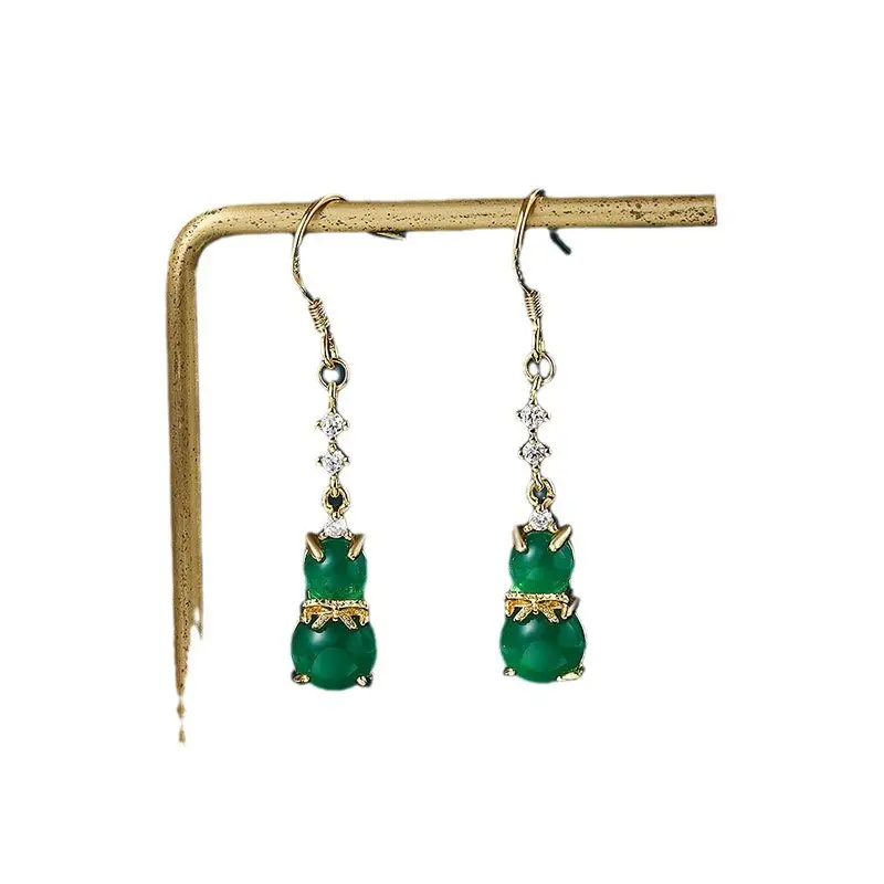 Green Tassel Earrings for Women Ancient Style