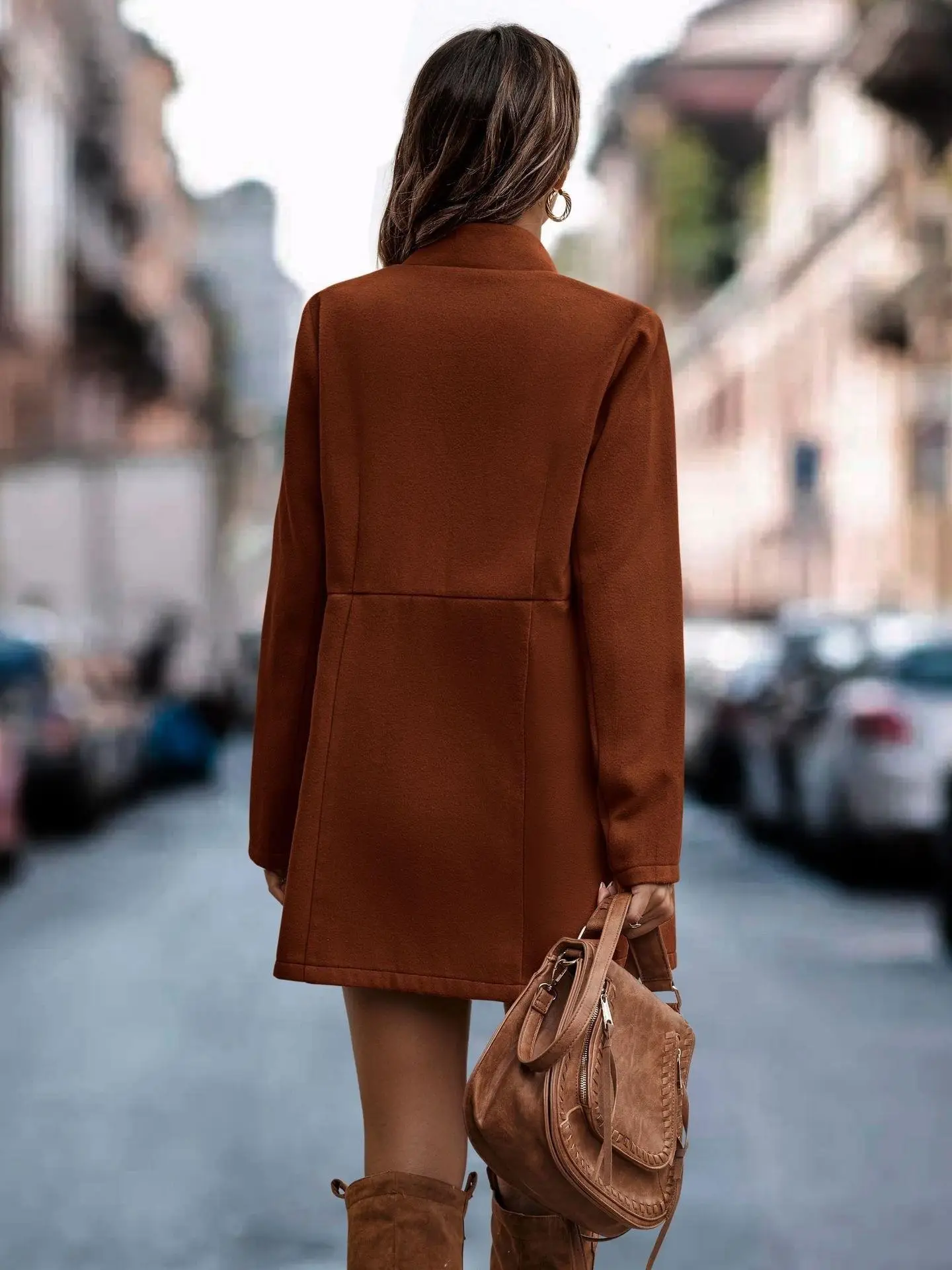 Women Woolen Coat 2025 Autumn Slim Fit Beige — feature 24
