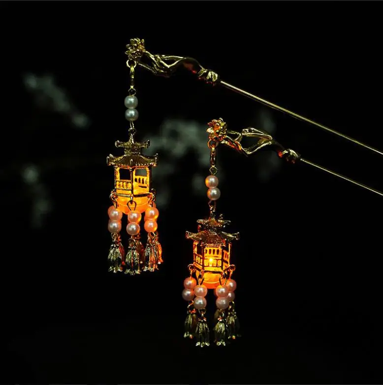 Antique Hanfu Tassel Hairpin with Blue Crystal Design - Image 103