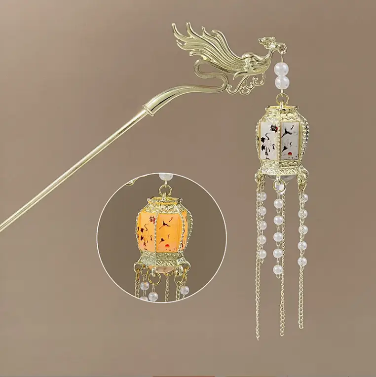 Antique Hanfu Tassel Hairpin with Blue Crystal Design - Image 81