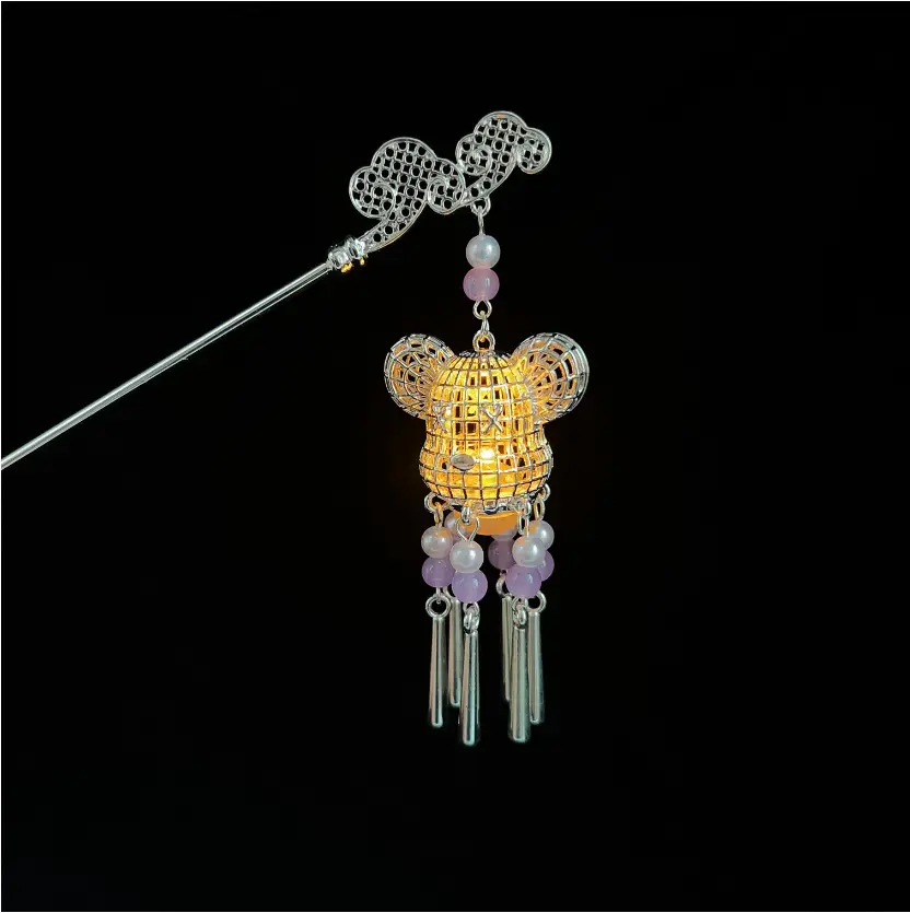 Antique Hanfu Tassel Hairpin with Blue Crystal Design - Image 88