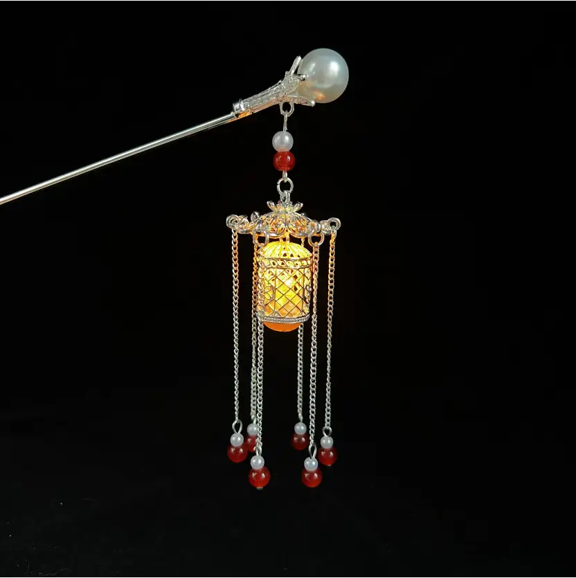 Antique Hanfu Tassel Hairpin with Blue Crystal Design - Image 92