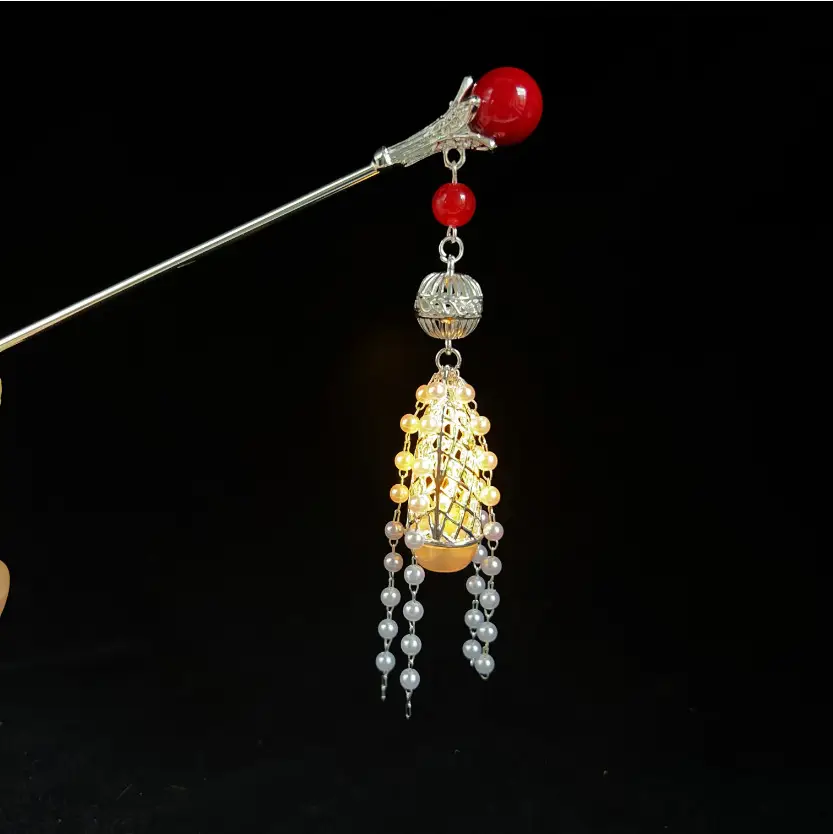 Antique Hanfu Tassel Hairpin with Blue Crystal Design - Image 94