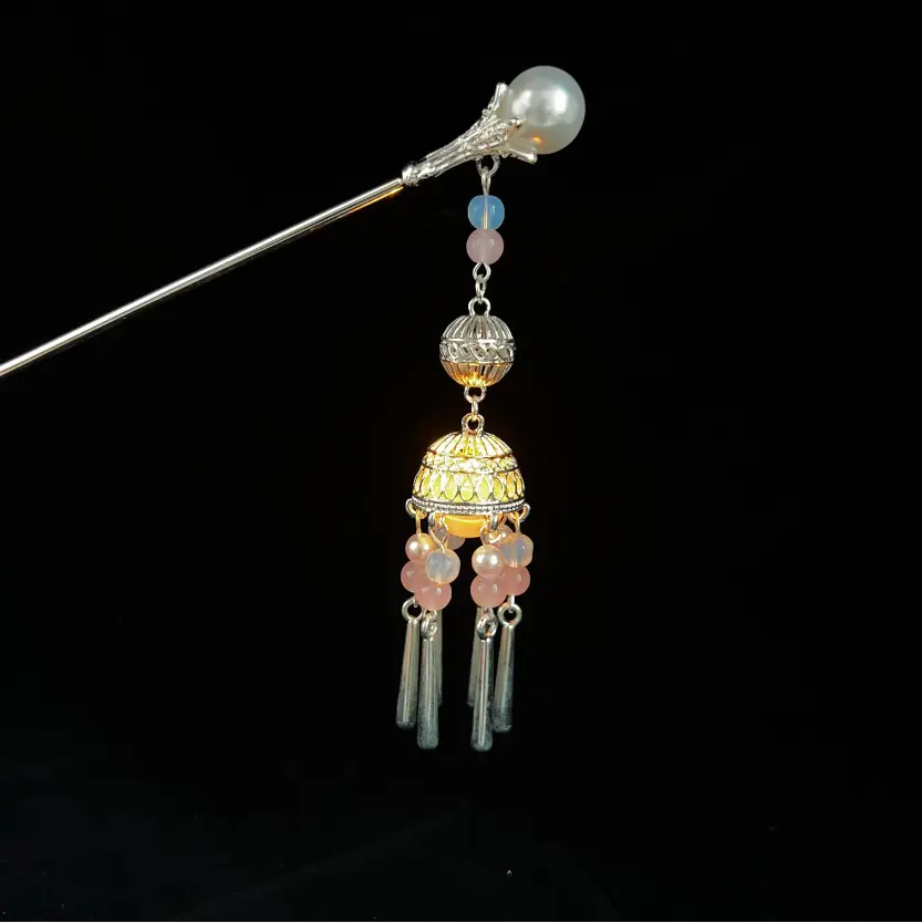 Antique Hanfu Tassel Hairpin with Blue Crystal Design - Image 97