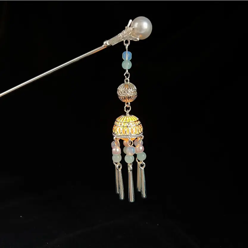 Antique Hanfu Tassel Hairpin with Blue Crystal Design - Image 98