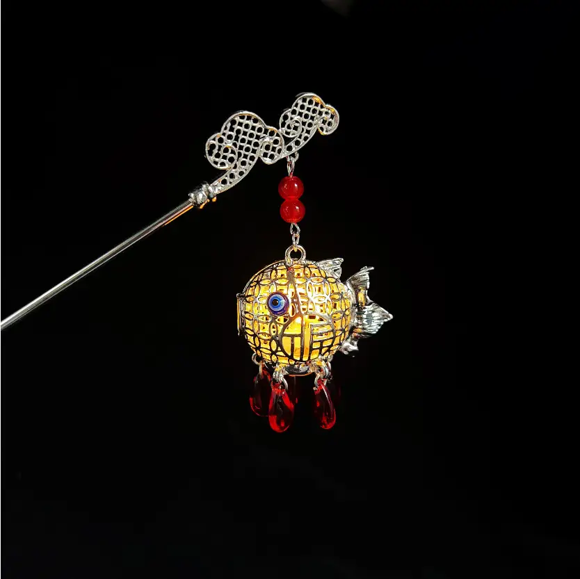 Antique Hanfu Tassel Hairpin with Blue Crystal Design - Image 99
