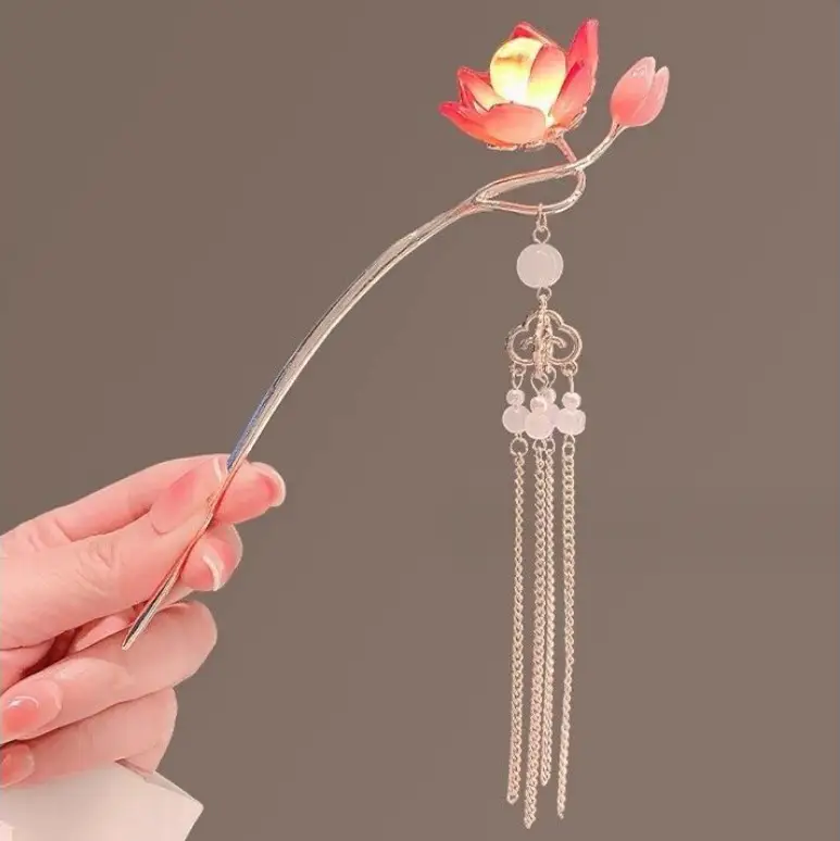 Antique Hanfu Tassel Hairpin with Blue Crystal Design - Image 33