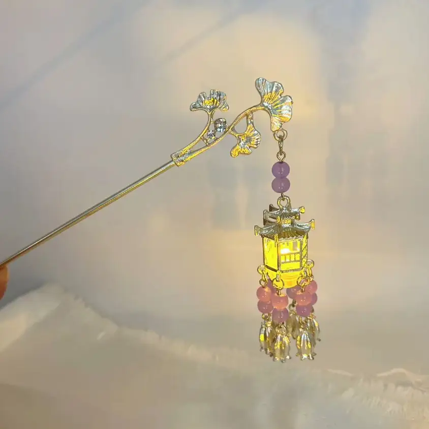 Antique Hanfu Tassel Hairpin with Blue Crystal Design - Image 52