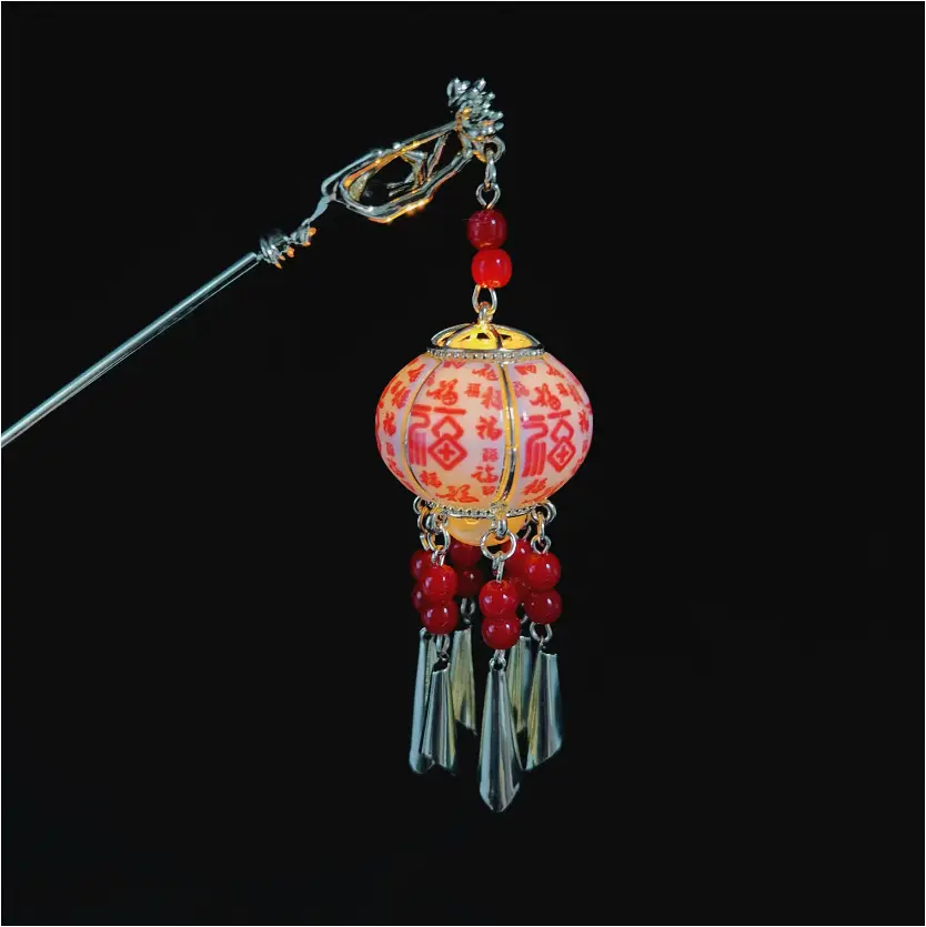 Antique Hanfu Tassel Hairpin with Blue Crystal Design - Image 74