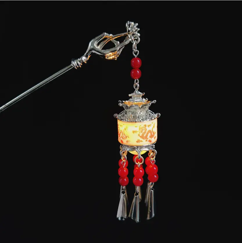 Antique Hanfu Tassel Hairpin with Blue Crystal Design - Image 79