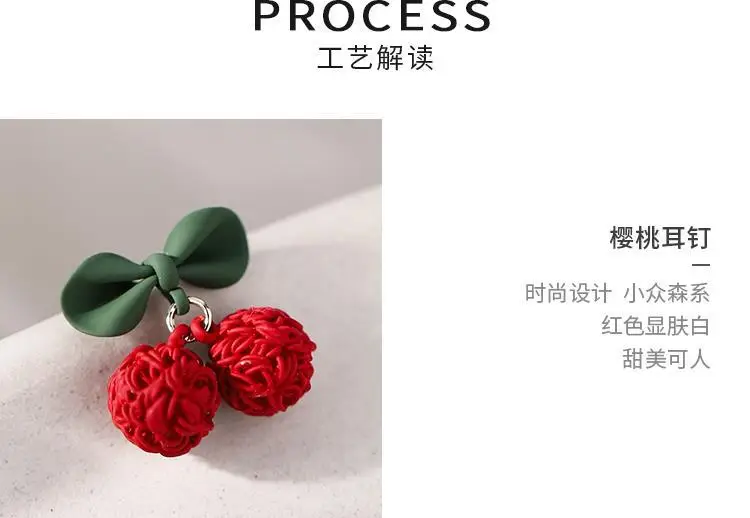 925 Sterling Silver Cherry Earrings Red Green — feature 10