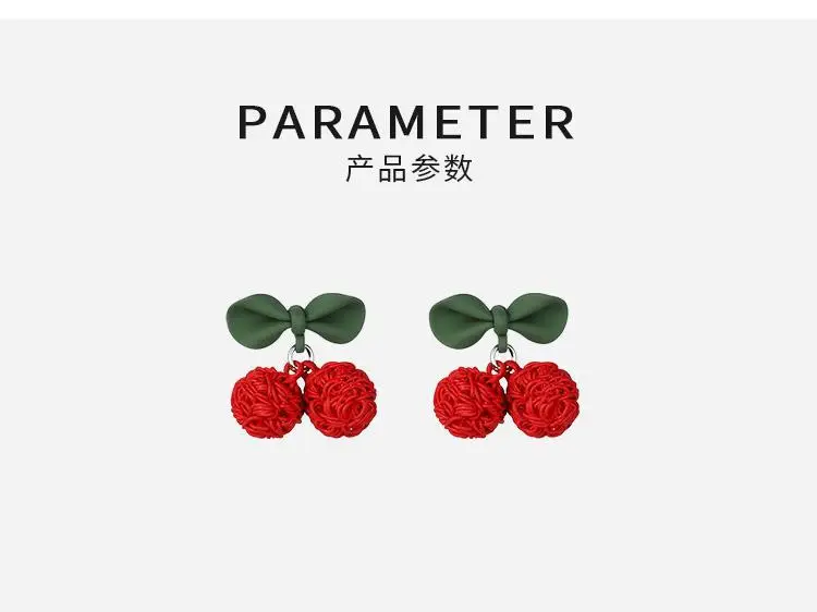 925 Sterling Silver Cherry Earrings Red Green — feature 3
