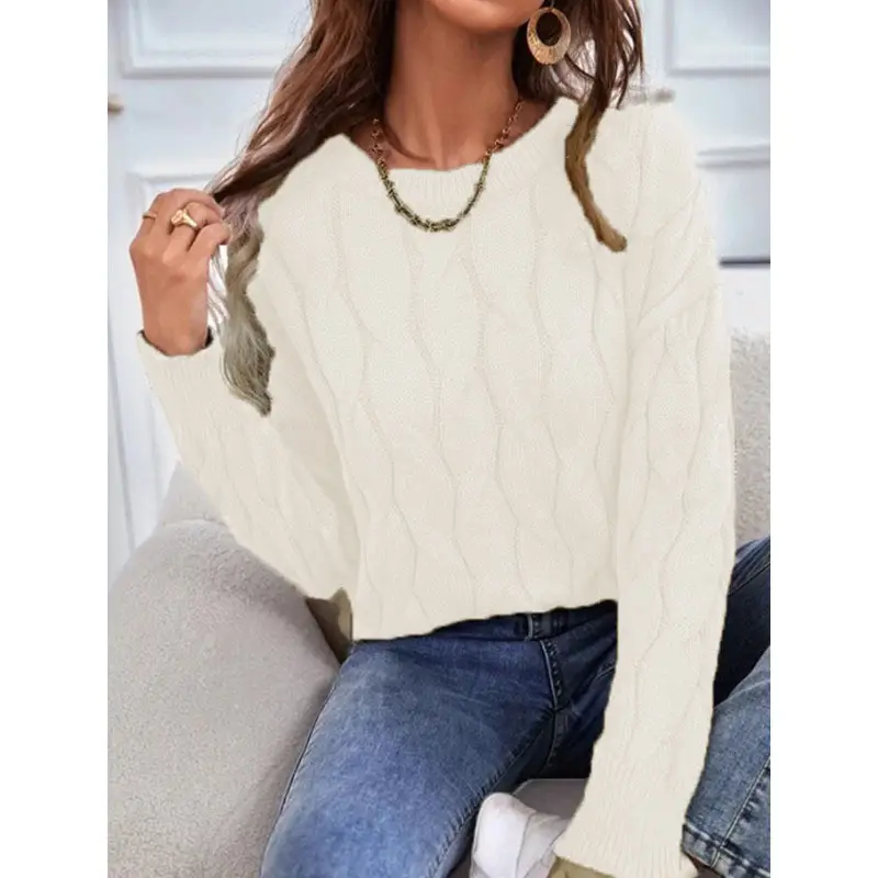 Women's Blue Twist Pullover Sweater Winter Cozy Top - Image 2