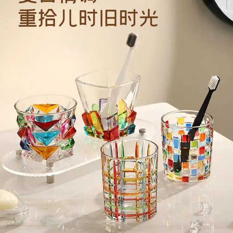 Creative Colorful Glass Mouthwash Cup 310ml - Image 7