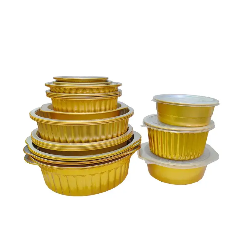 Golden Sealed Tin Paper Bowl for Hot Pot Maocai Flower Powder