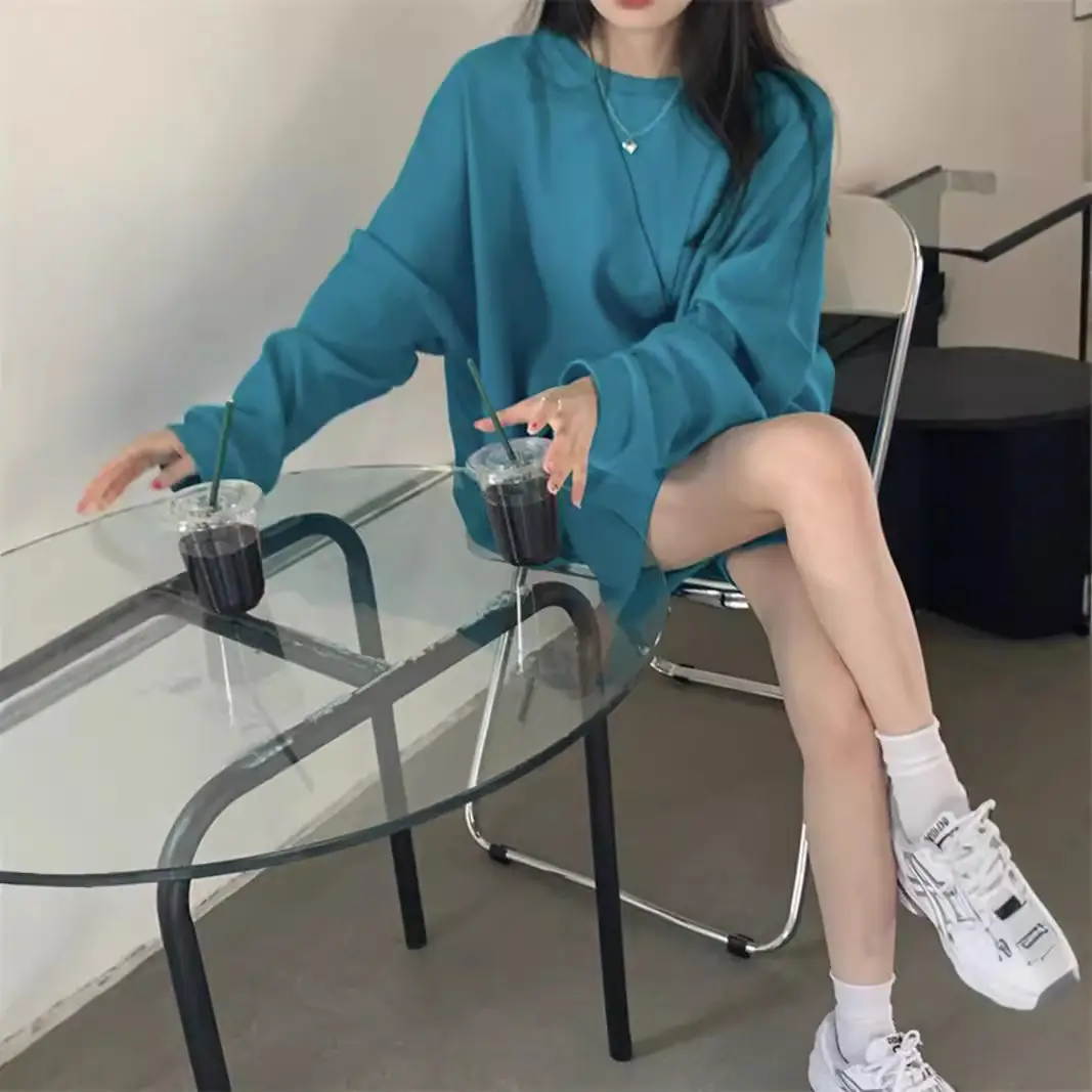 Women Black Loose Fit Sweatshirt Set 2024 Autumn - Image 5