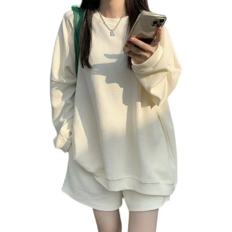Women Black Loose Fit Sweatshirt Set 2024 Autumn - Image 7