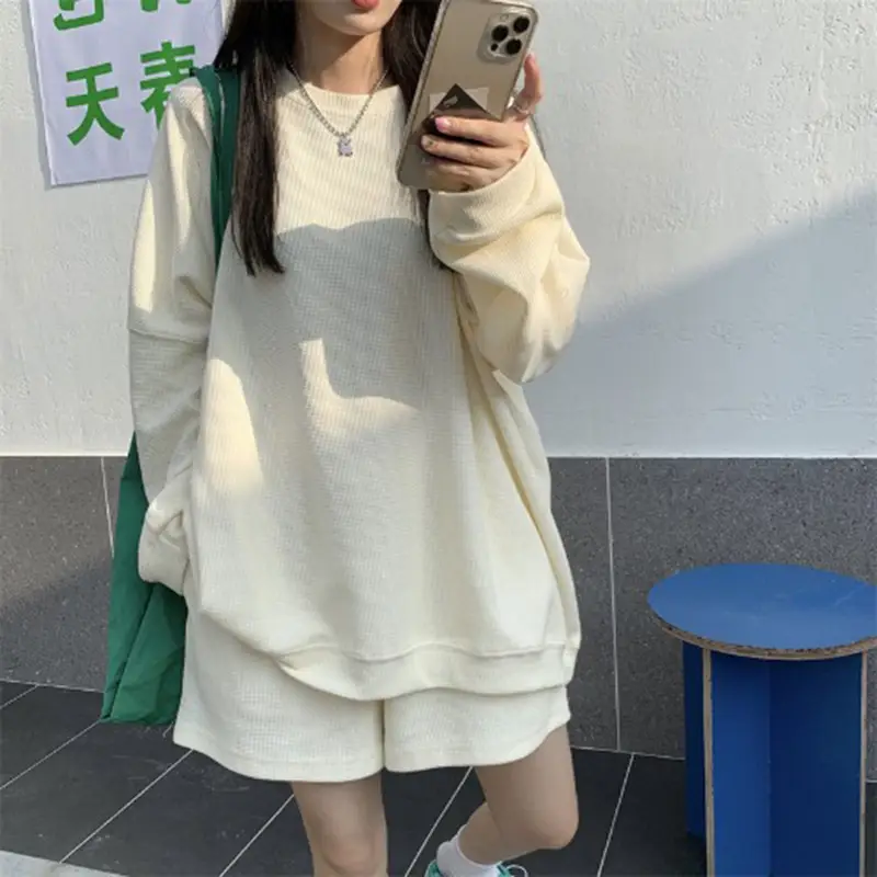 Women Black Loose Fit Sweatshirt Set 2024 Autumn - Image 2