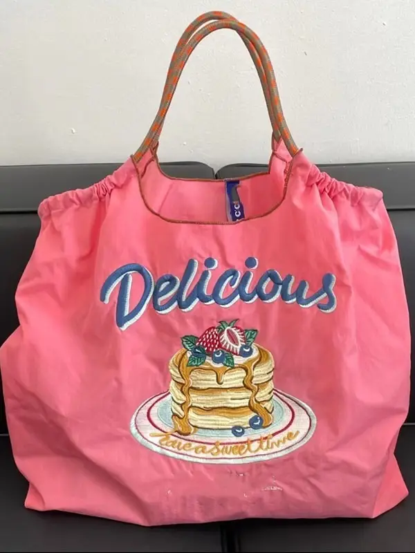 Pink Cake Embroidered Handbag Large Capacity - Image 4