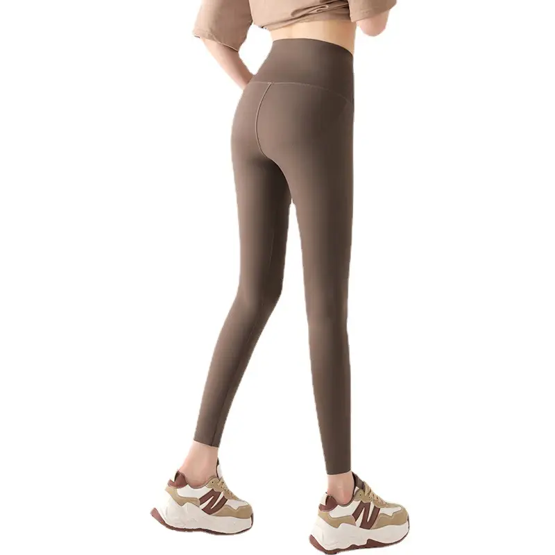 Cross-Waist V-Back Croc Slimming Leggings Brown - Image 8