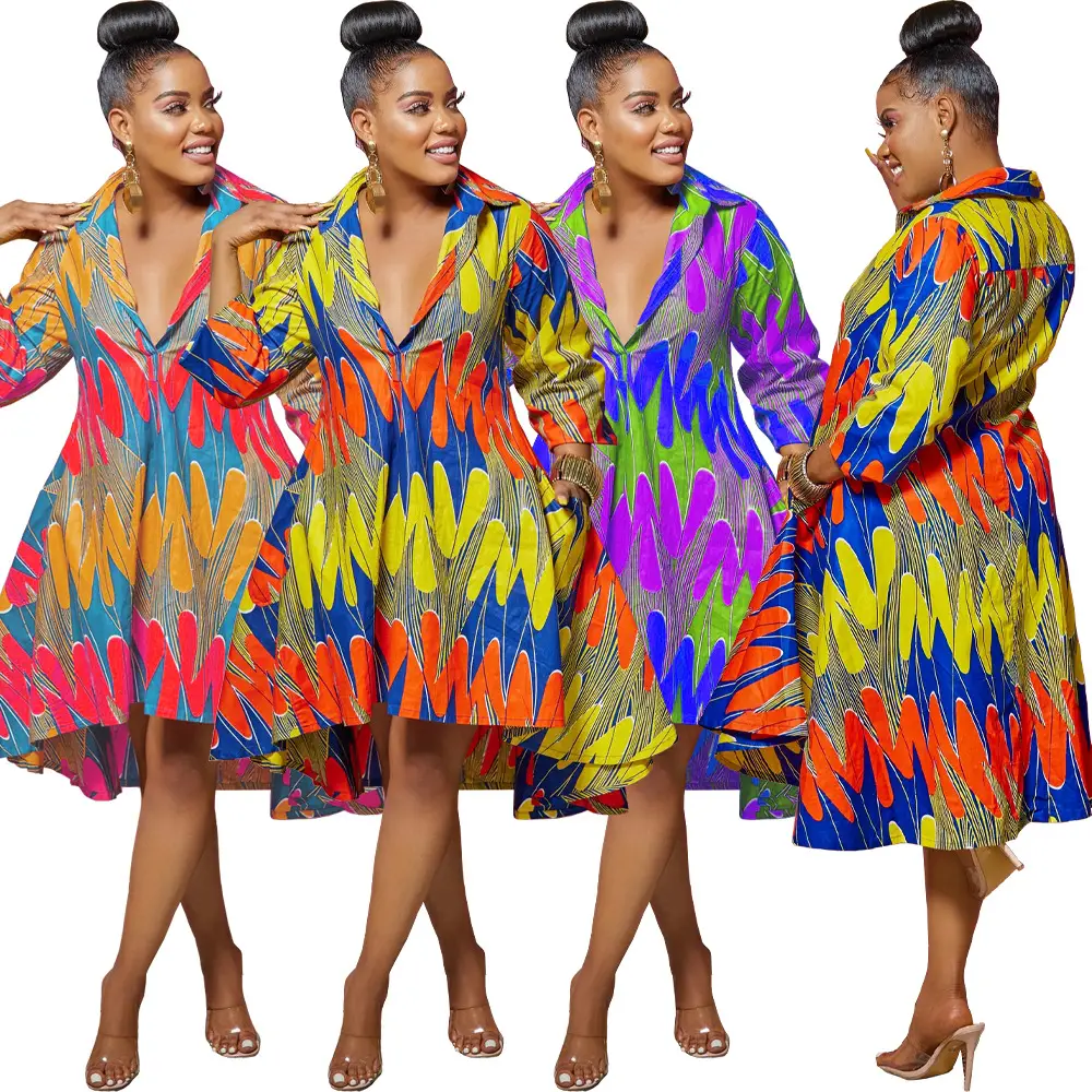 Women's Printed V-Neck Dress 2022 Hot Selling - Image 4