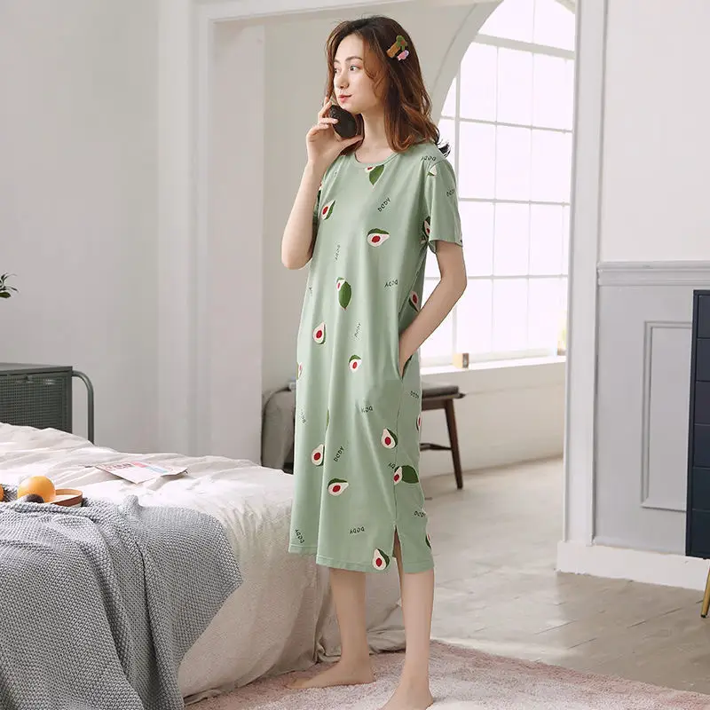 Women's Pink Korean Style Pajamas Summer Nightgown Large