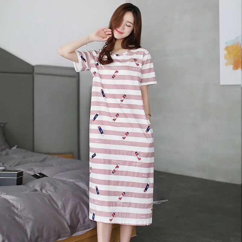 Women's Pink Korean Style Pajamas Summer Nightgown Large