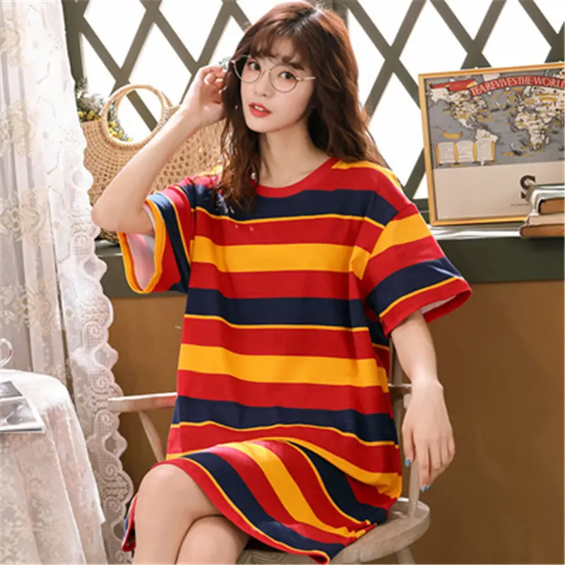 Women's Pink Korean Style Pajamas Summer Nightgown Large