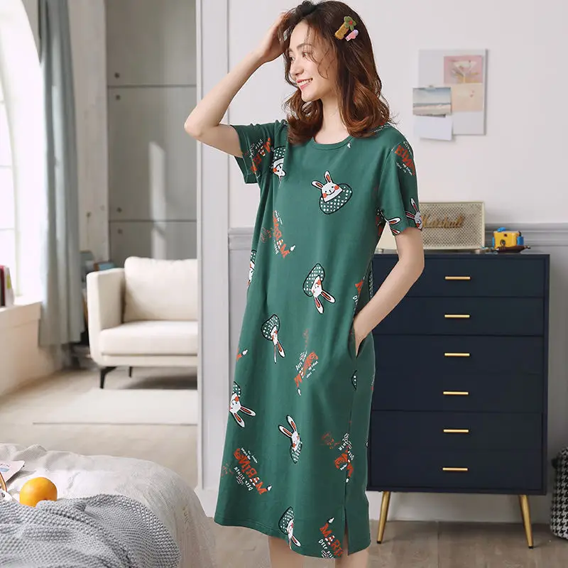 Women's Pink Korean Style Pajamas Summer Nightgown Large