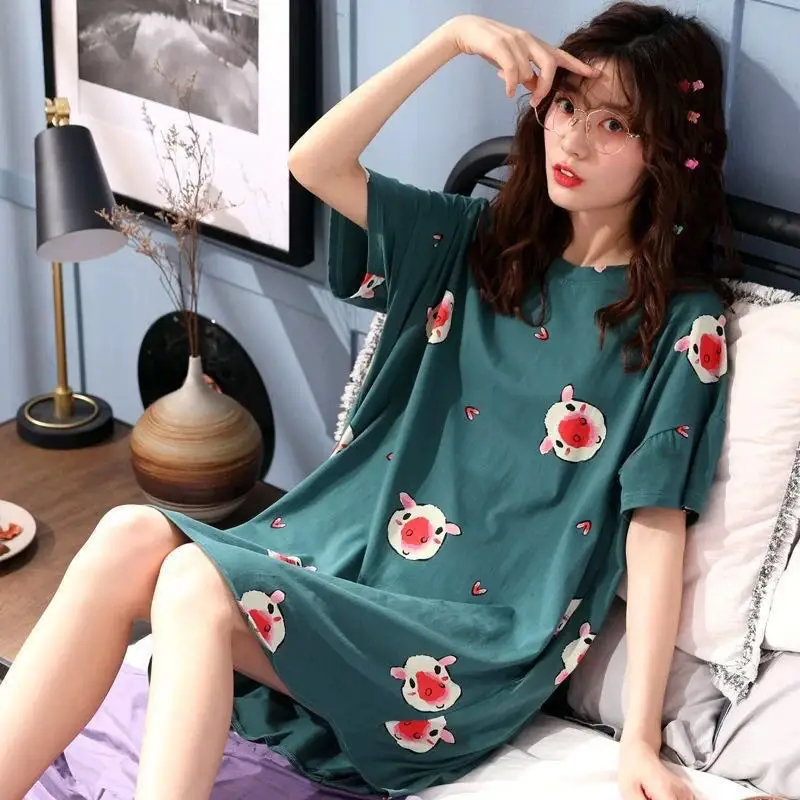Women's Pink Korean Style Pajamas Summer Nightgown Large