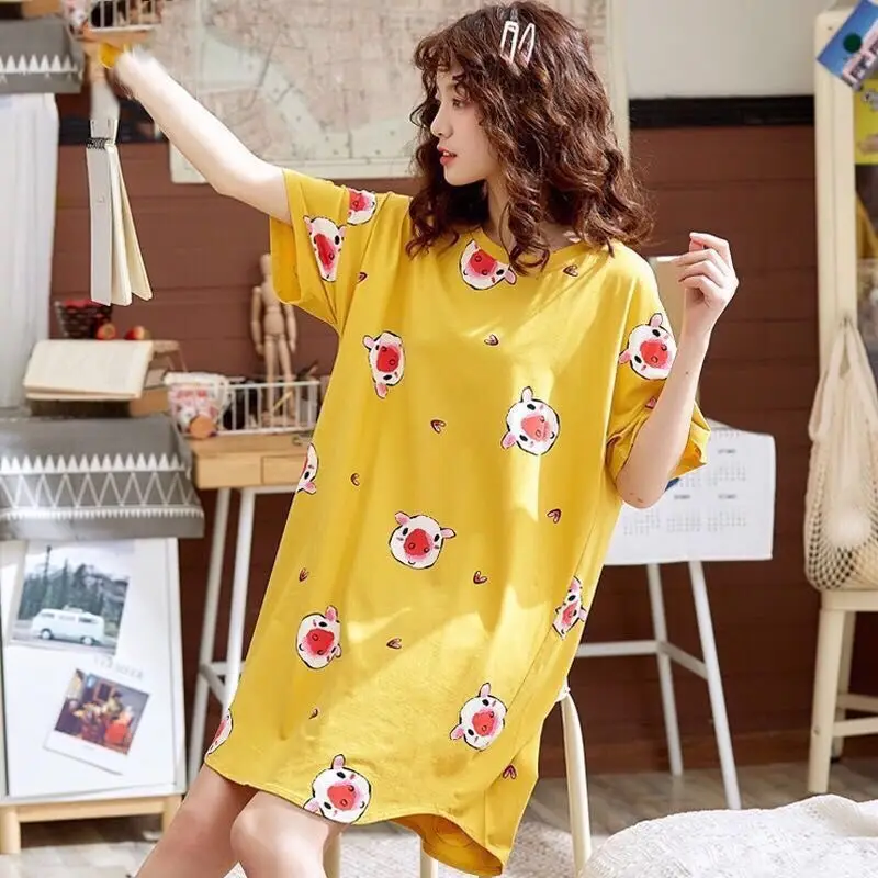 Women's Pink Korean Style Pajamas Summer Nightgown Large
