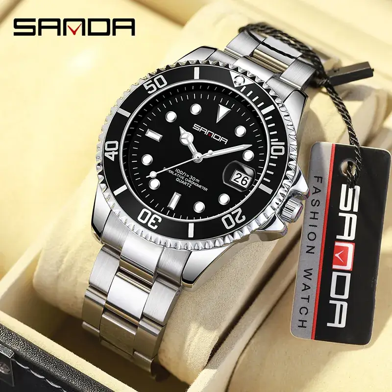 Sanda Men's Stainless Steel Water Resistant Quartz Watch - Image 4