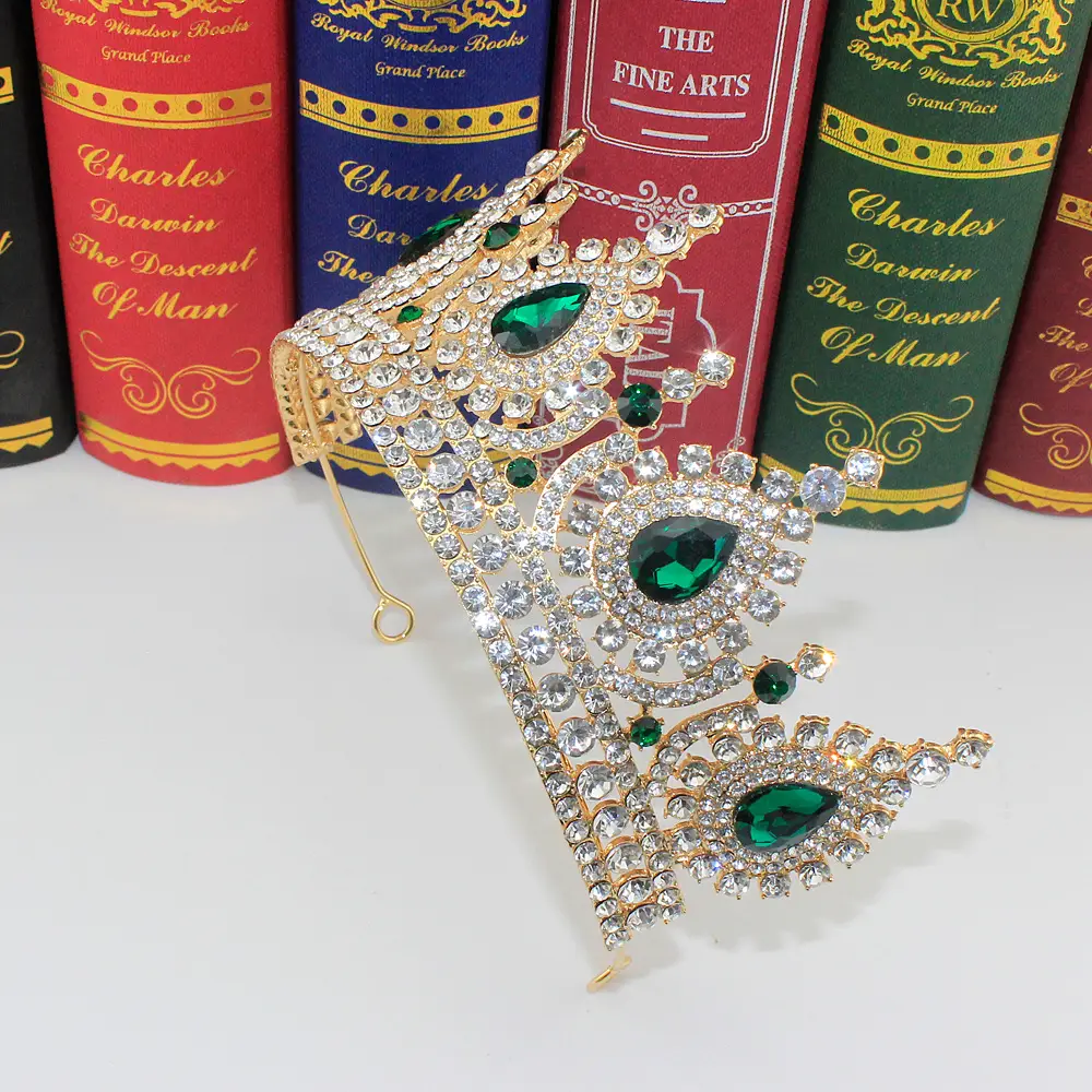 European Baroque Crown with Crystal Diamonds Bridal Jewelry