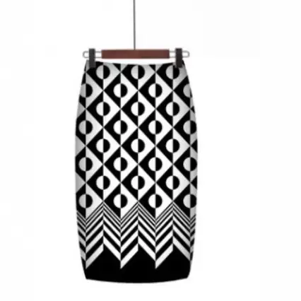Women's Blue Leaf Digital Print Pencil Skirt Half Skirt Bodycon - Image 28