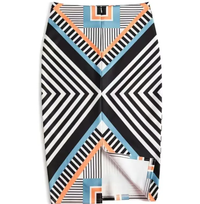Women's Blue Leaf Digital Print Pencil Skirt Half Skirt Bodycon - Image 13