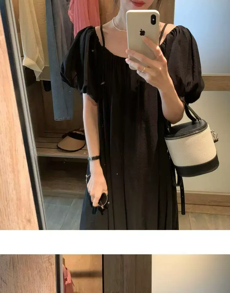 French Suspender Dress Women Off-Shoulder Green 2025 — feature 18