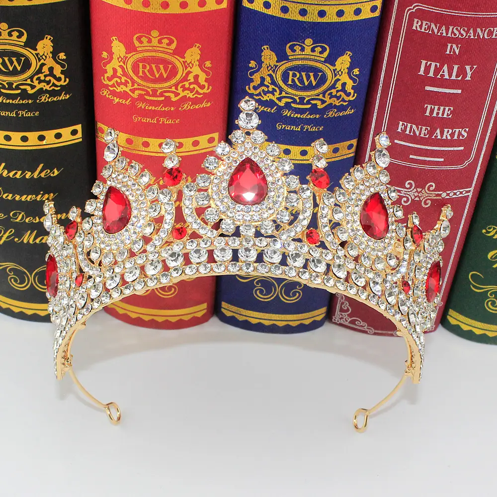European Princess Bridal Crown with Emerald Gems - Image 3