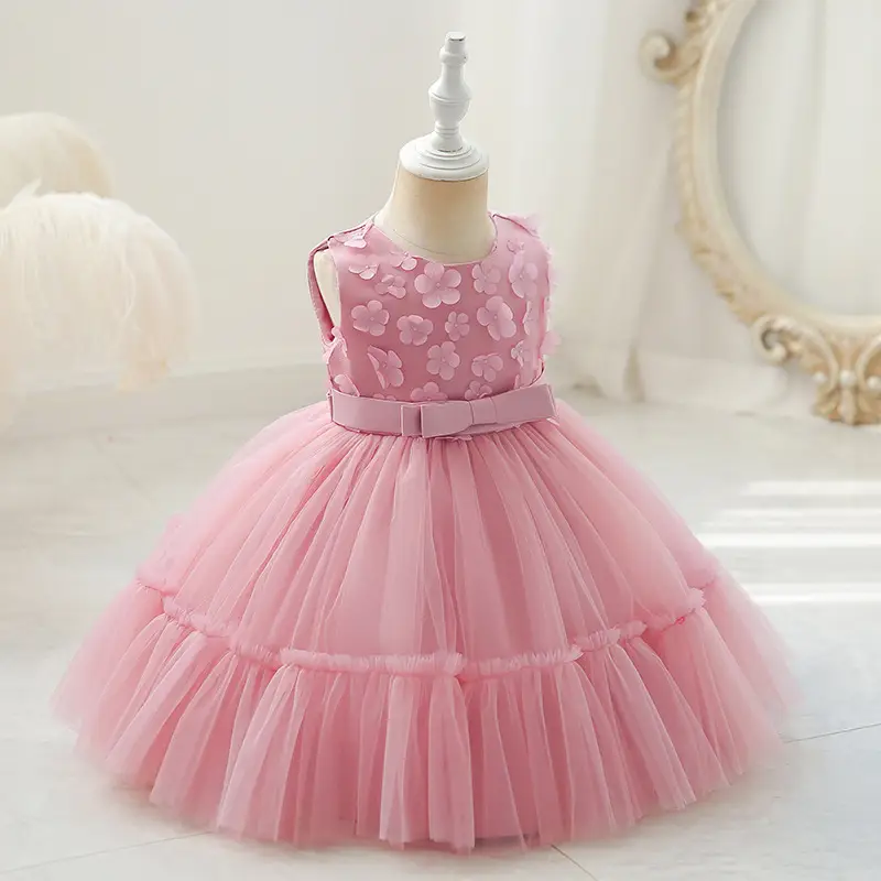 Baby Girl Puffy Tulle Dress Cream Yellow - Image 2