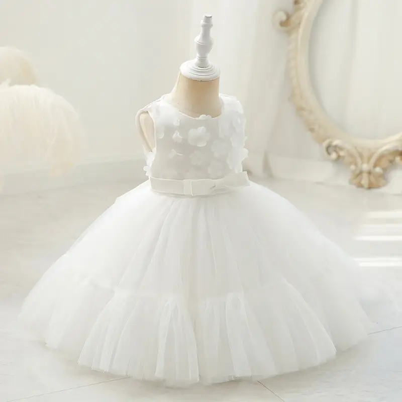 Baby Girl Puffy Tulle Dress Cream Yellow - Image 4