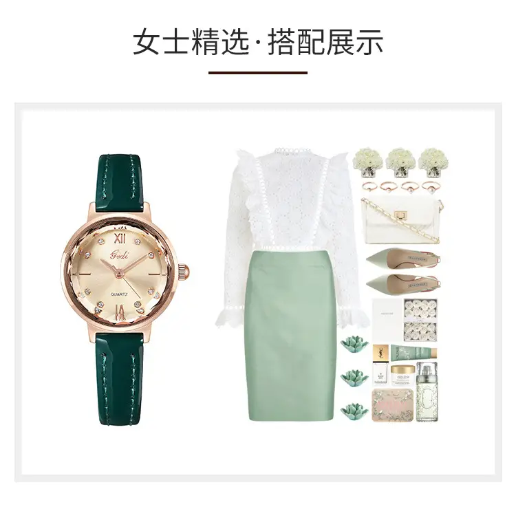 Red Leather Watch with Diamond Face for Women — feature 13