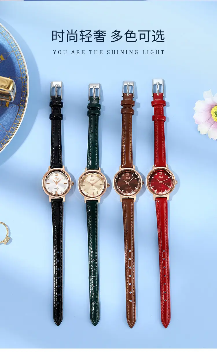 Red Leather Watch with Diamond Face for Women — feature 8