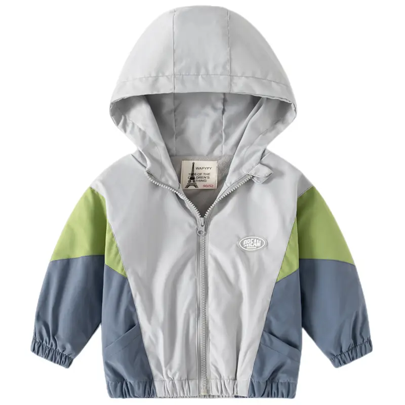 Children's Korean Style Velvet Hoodie Grey Green Blue 2024